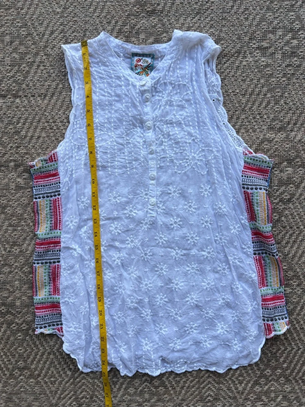 Johnny Was Turia White Embroidered Eyelet Tank Top Womens‎ Size Small